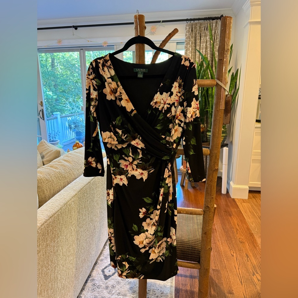 Lauren Ralph Lauren Black Dress with Floral Pattern